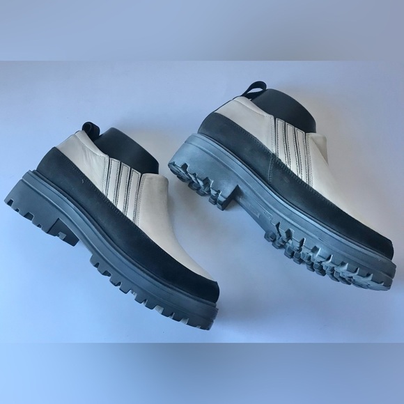 #096 Free People Sz 6.5 Oxford Loafers | Platform/ Chunk Heel GrayWhiteBlackRed - Picture 5 of 10